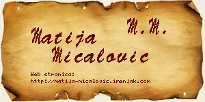 Matija Mićalović vizit kartica